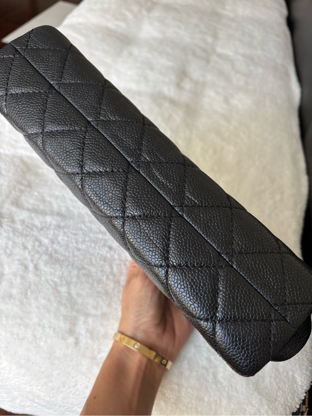 CHANEL Black Caviar Quilted Clutch Pochette A65738 12A Full Set - Picture 6 of 12
